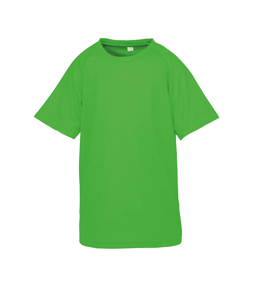 Spiro Kids Impact Performance Aircool T-Shirt — Flo Green