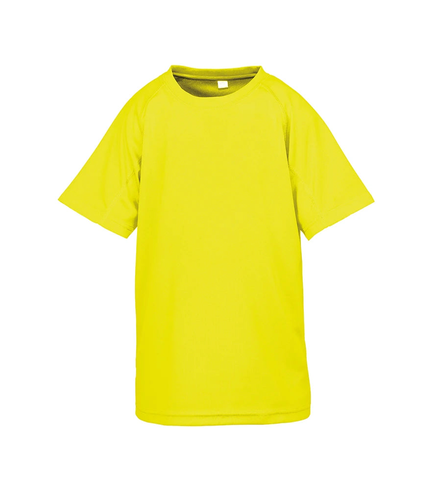 Spiro Kids Impact Performance Aircool T-Shirt — Flo Yellow