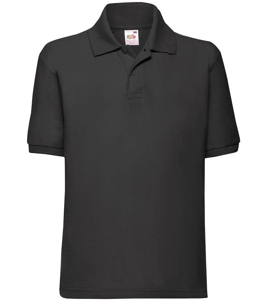 Fruit of the Loom Kids Poly/Cotton Piqué Polo Shirt — Black