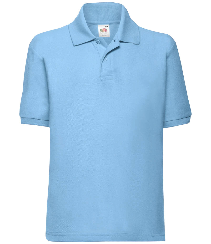 Fruit of the Loom Kids Poly/Cotton Piqué Polo Shirt — Sky Blue