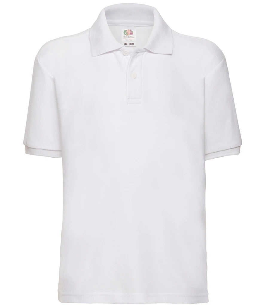 Fruit of the Loom Kids Poly/Cotton Piqué Polo Shirt — White