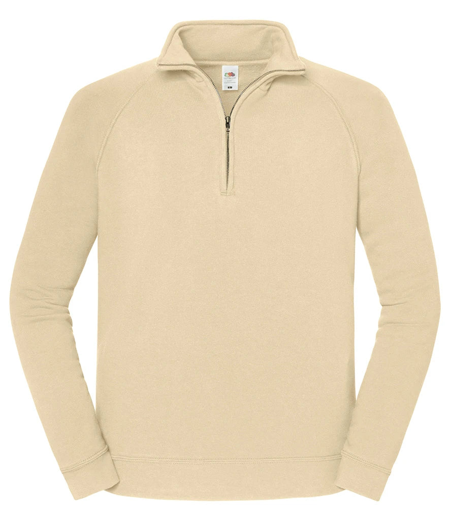 Fruit of the Loom Iconic Premium Zip Neck Sweatshirt — Desert Sand