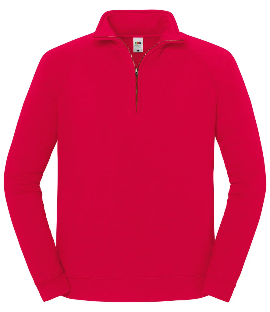 Fruit of the Loom Iconic Premium Zip Neck Sweatshirt — Red