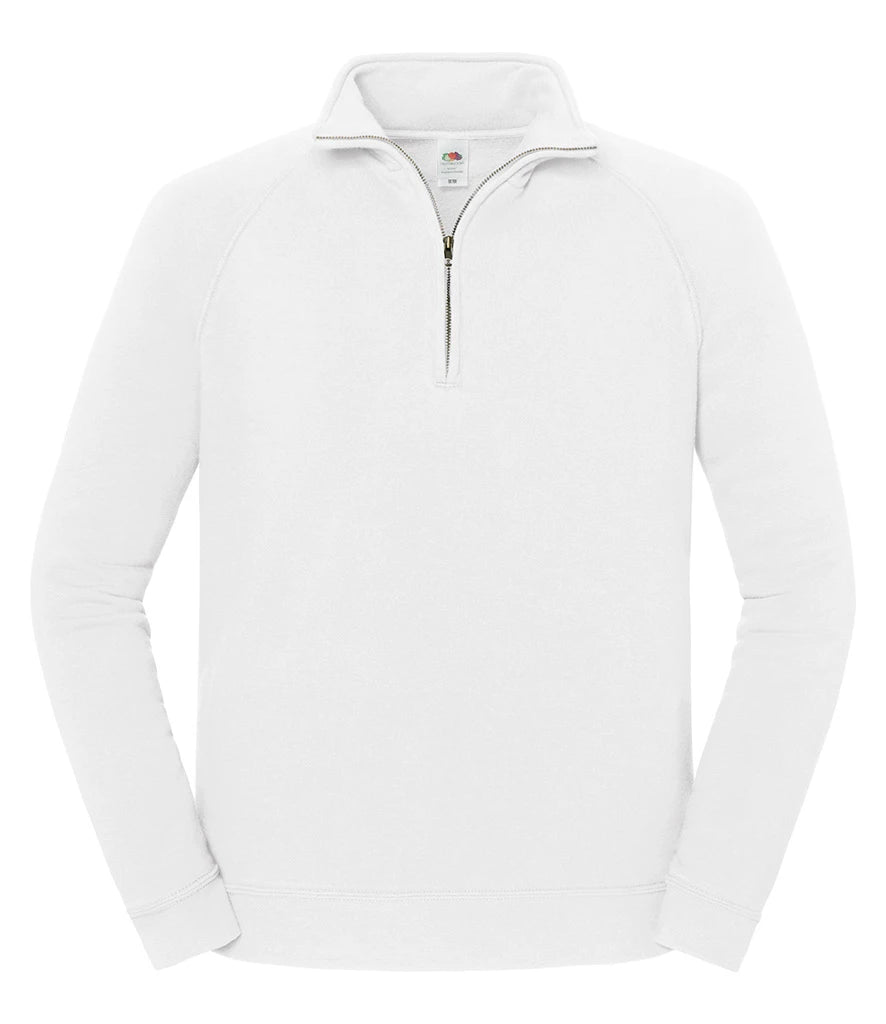 Fruit of the Loom Iconic Premium Zip Neck Sweatshirt — White