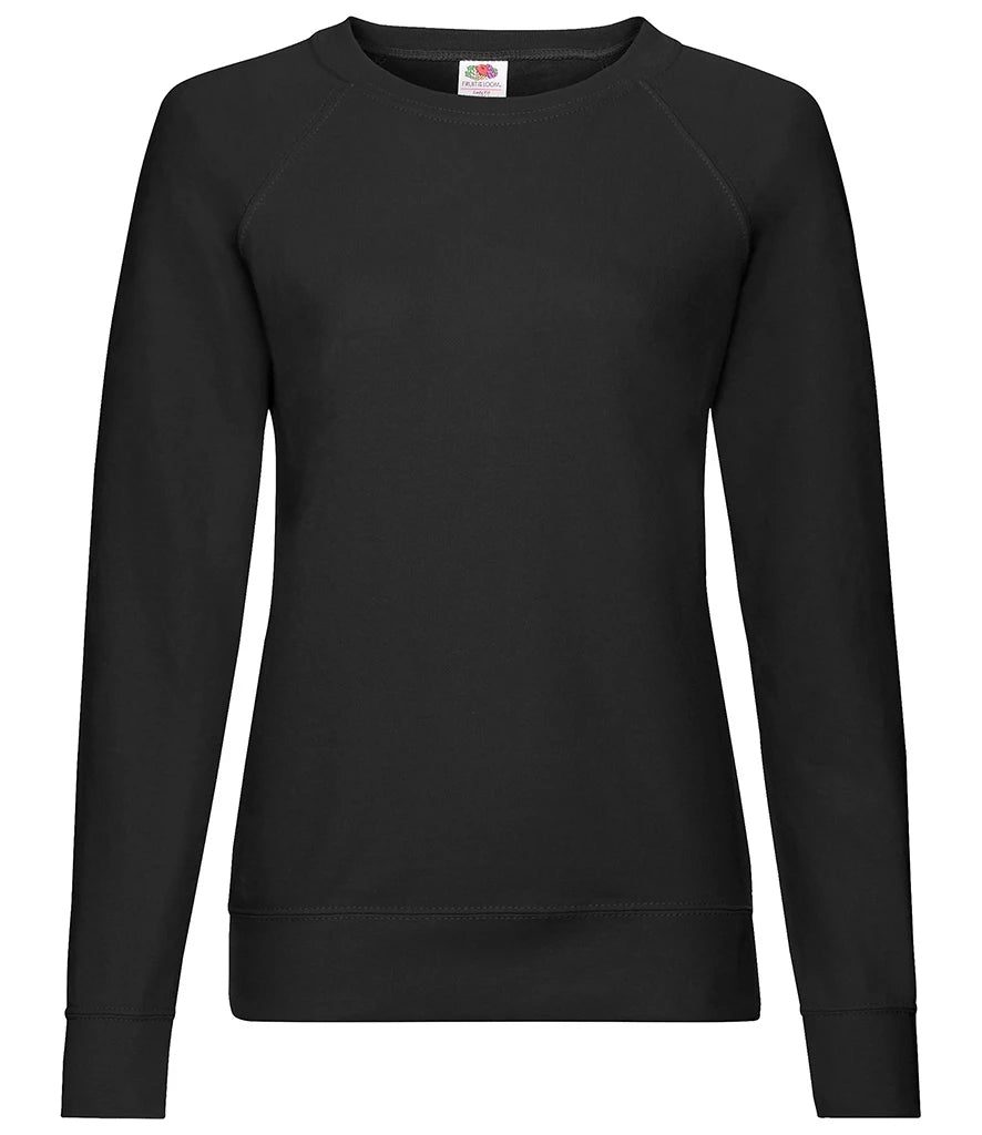 Fruit of the Loom Lady Fit Lightweight Raglan Sweatshirt — Black