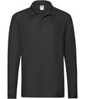 Fruit of the Loom Premium Long Sleeve Cotton Piqué Polo Shirt — Black