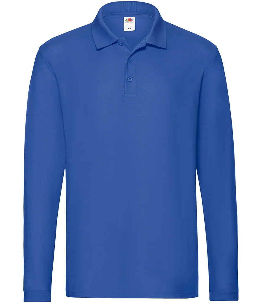 Fruit of the Loom Premium Long Sleeve Cotton Piqué Polo Shirt — Royal Blue