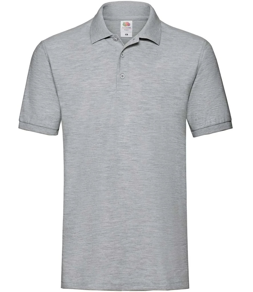 Fruit of the Loom Premium Cotton Piqué Polo Shirt — Heather Grey