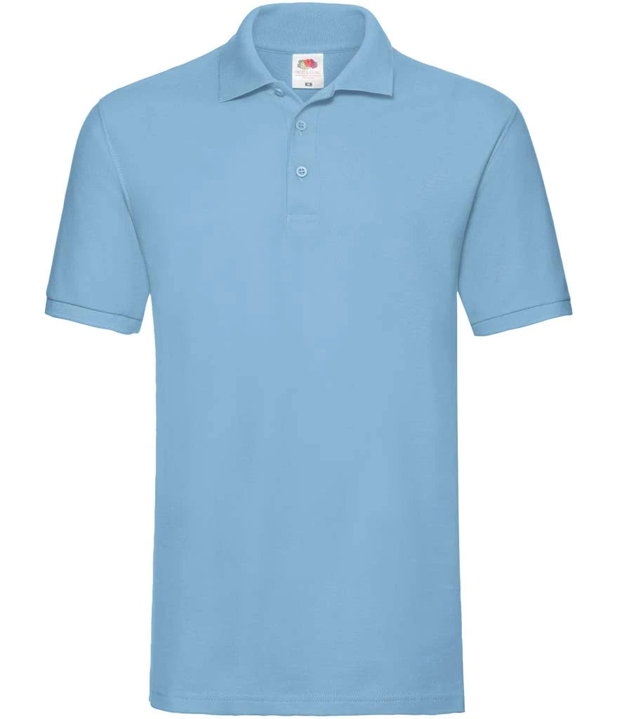 Fruit of the Loom Premium Cotton Piqué Polo Shirt — Sky Blue