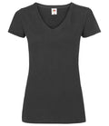 Fruit of the Loom Lady Fit Value V Neck T-Shirt — Black