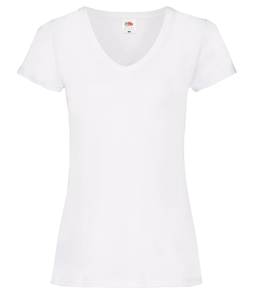 Fruit of the Loom Lady Fit Value V Neck T-Shirt — White