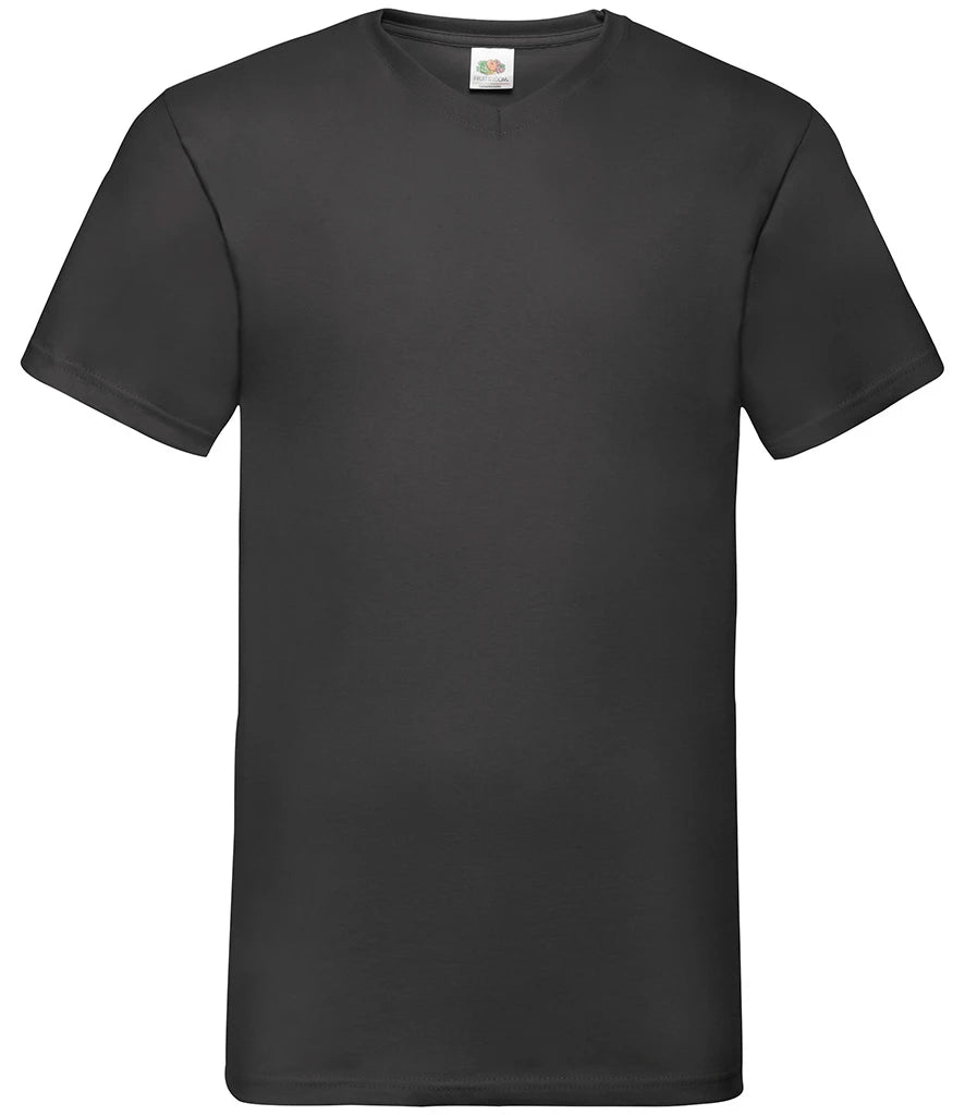 Fruit of the Loom V Neck Value T-Shirt — Black