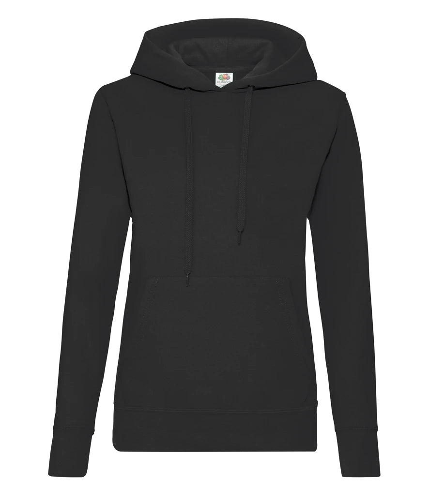 Fruit of the Loom Classic Lady Fit Hooded Sweatshirt — Black