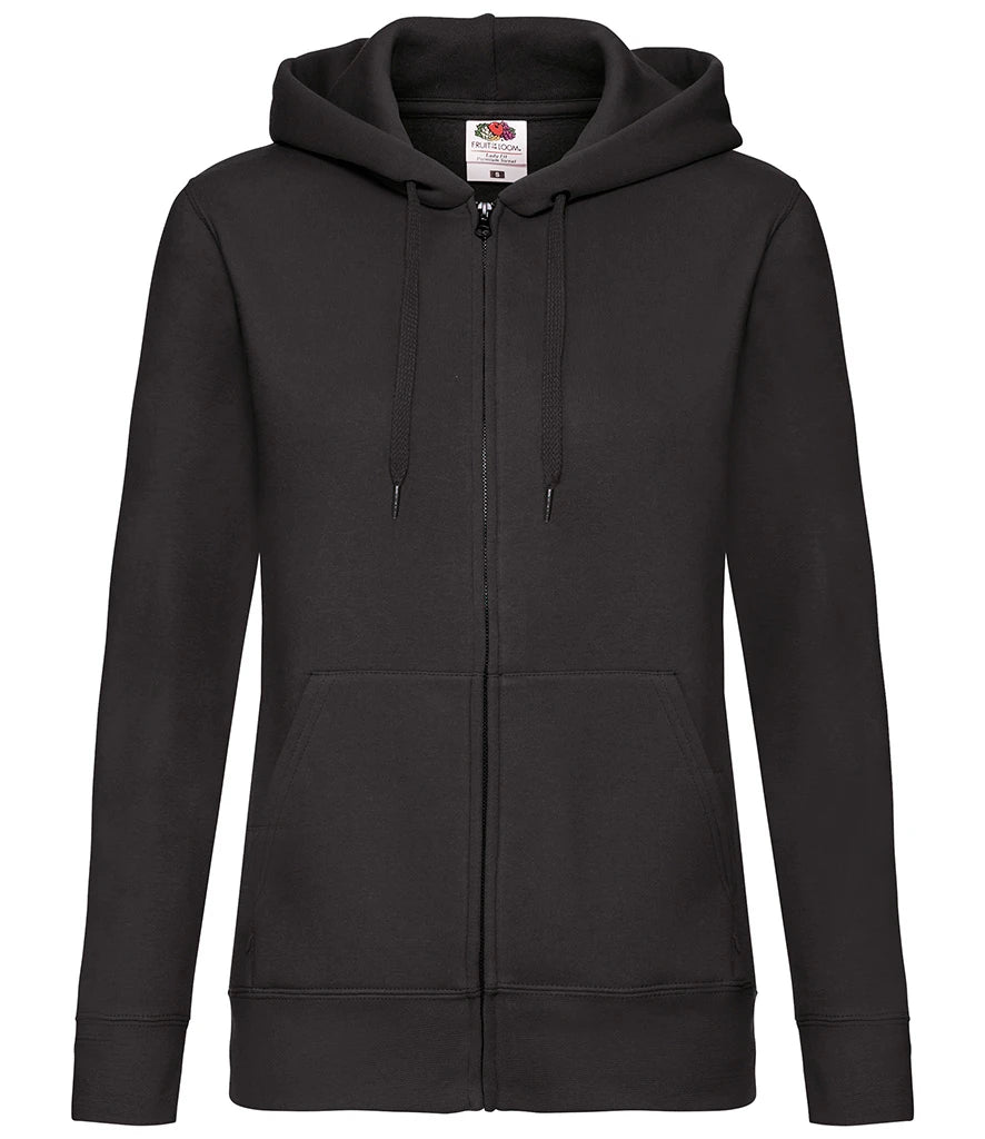 Fruit of the Loom Premium Lady Fit Zip Hooded Jacket — Black