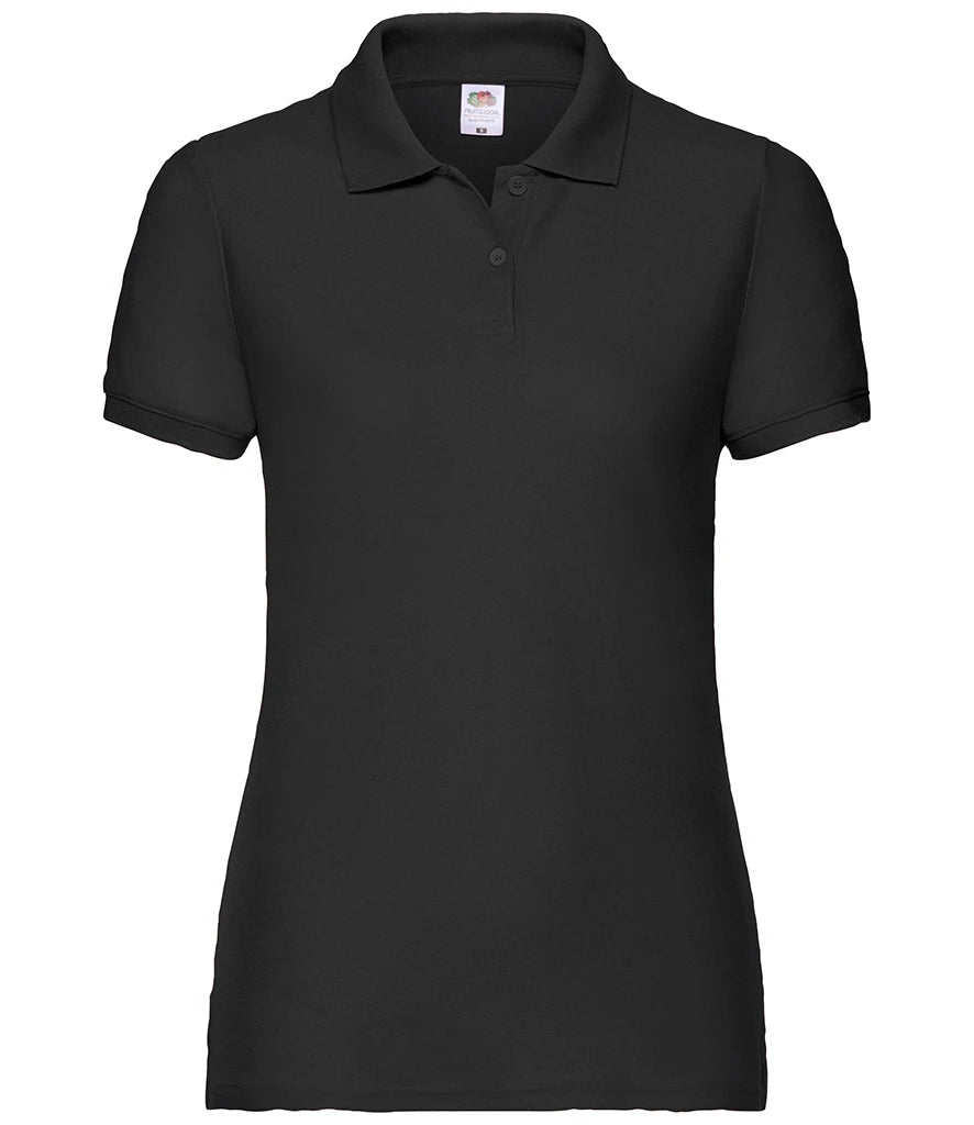 Fruit of the Loom Lady Fit Piqué Polo Shirt — Black