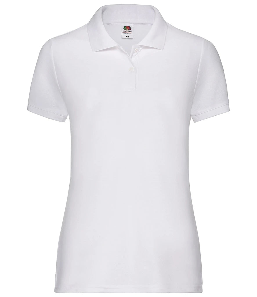 Fruit of the Loom Lady Fit Piqué Polo Shirt — White