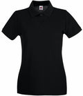 Fruit of the Loom Lady-Fit Premium Cotton Piqué Polo Shirt — Black
