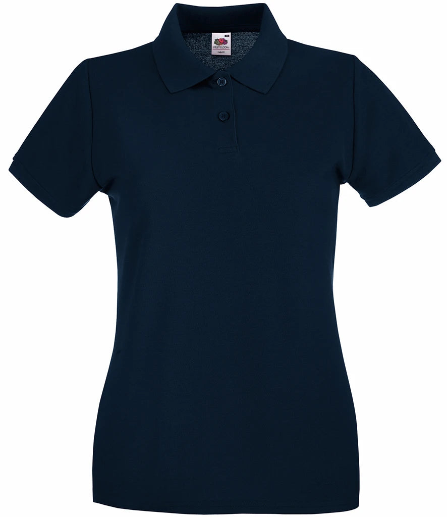 Fruit of the Loom Lady-Fit Premium Cotton Piqué Polo Shirt — Deep Navy