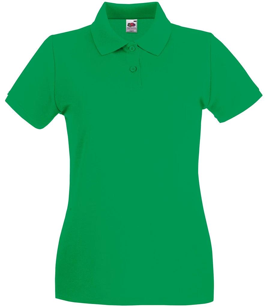 Fruit of the Loom Lady-Fit Premium Cotton Piqué Polo Shirt — Kelly Green