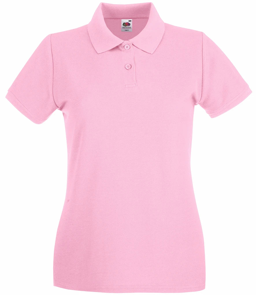 Fruit of the Loom Lady-Fit Premium Cotton Piqué Polo Shirt — Light Pink