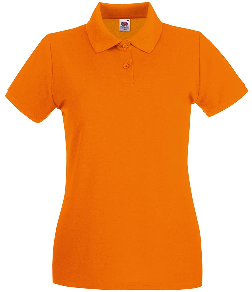 Fruit of the Loom Lady-Fit Premium Cotton Piqué Polo Shirt — Orange