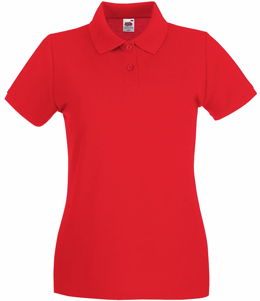 Fruit of the Loom Lady-Fit Premium Cotton Piqué Polo Shirt — Red