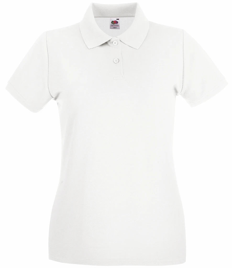 Fruit of the Loom Lady-Fit Premium Cotton Piqué Polo Shirt — White