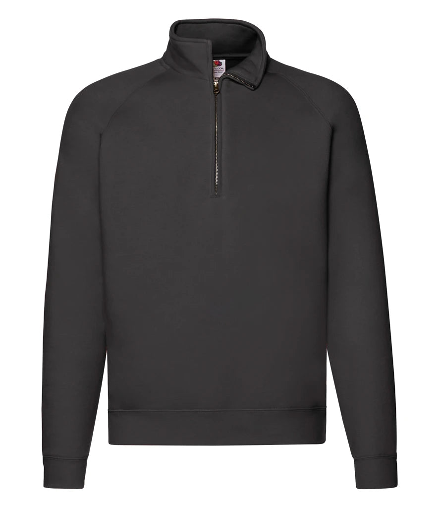 Fruit of the Loom Premium Zip Neck Sweatshirt — Black