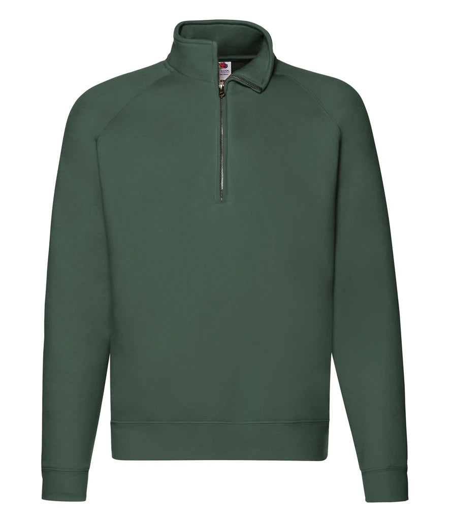 Fruit of the Loom Premium Zip Neck Sweatshirt — Bottle Green