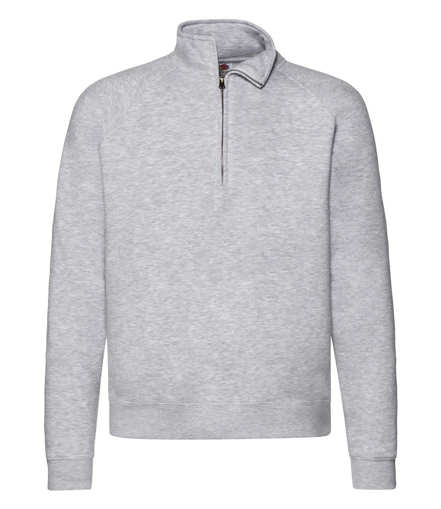 Fruit of the Loom Premium Zip Neck Sweatshirt — Heather Grey