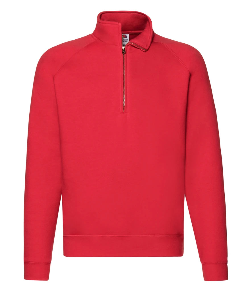 Fruit of the Loom Premium Zip Neck Sweatshirt — Red