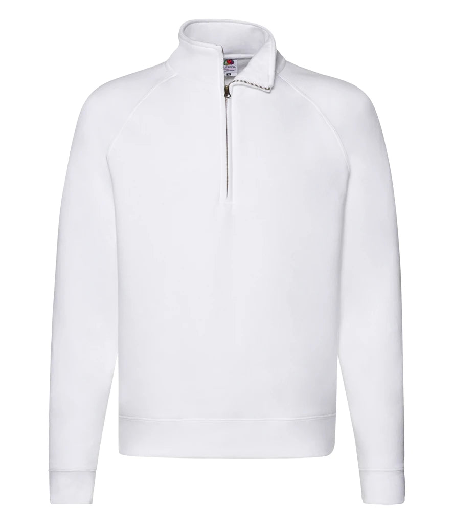 Fruit of the Loom Premium Zip Neck Sweatshirt — White