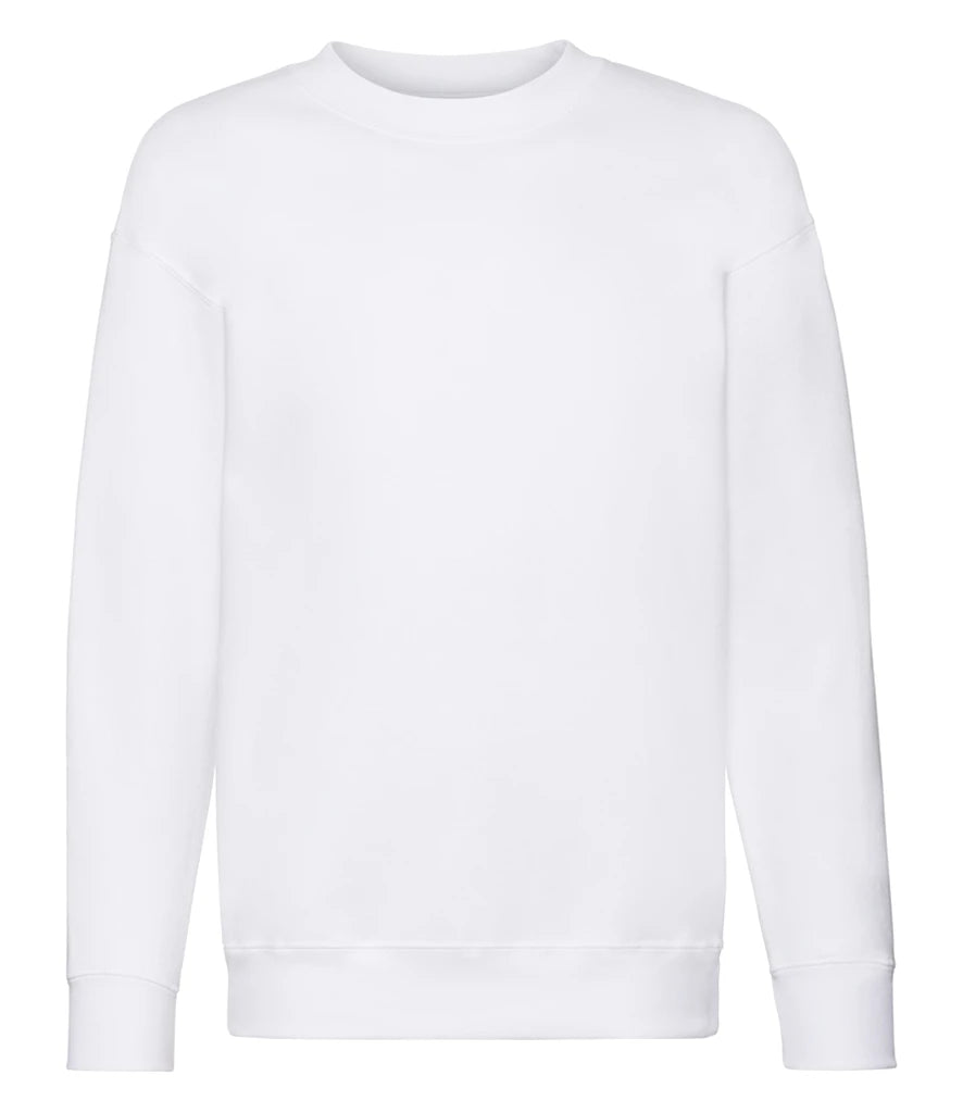 Fruit of the Loom Kids Premium Drop Shoulder Sweatshirt — White