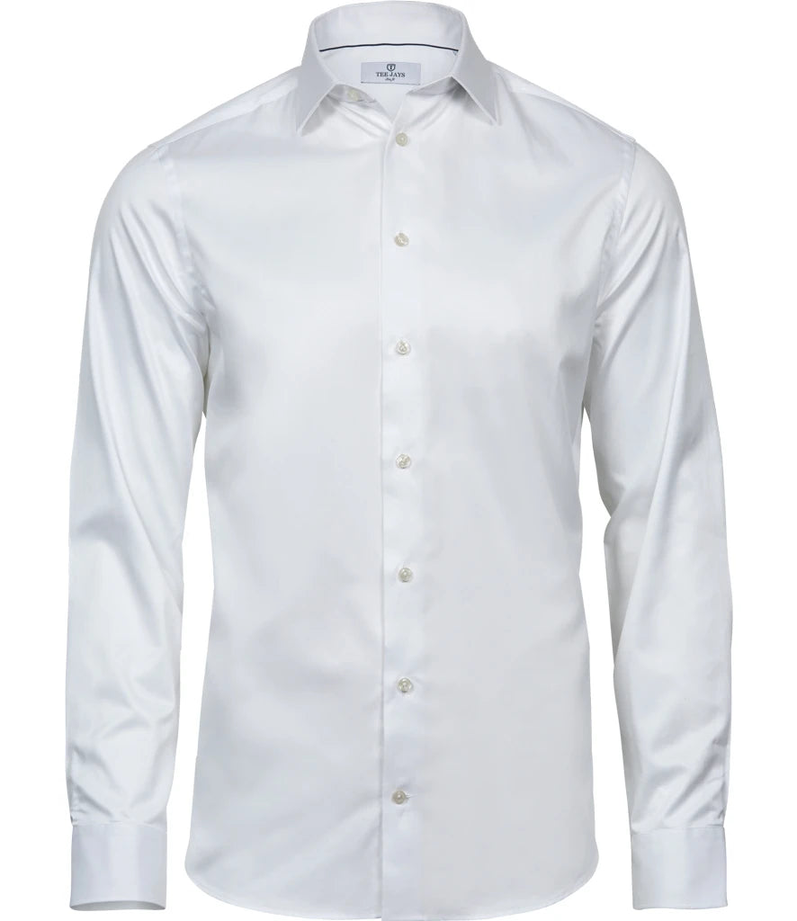 Tee Jays Luxury Slim Fit Long Sleeve Oxford Shirt — White