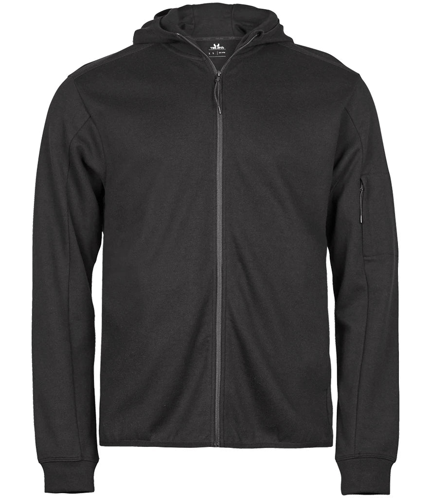 Tee Jays Athletic Hooded Full Zip Sweat Jacket — Black