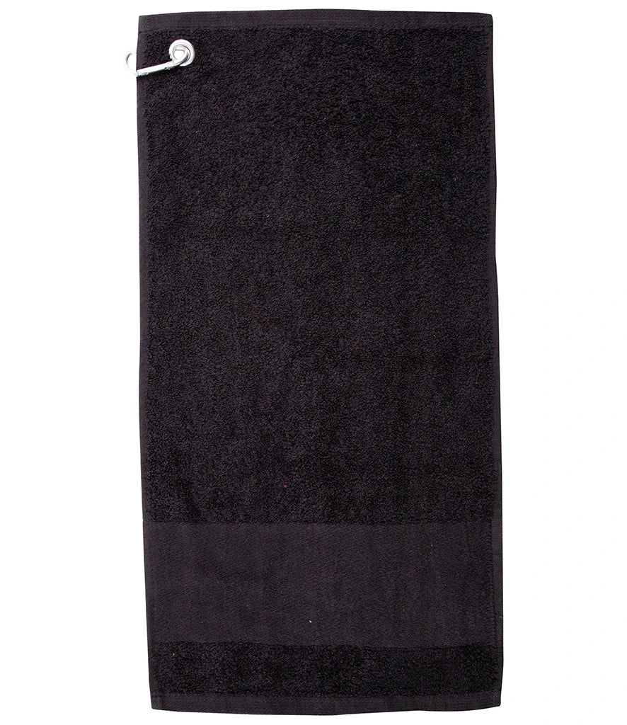 Towel City Printable Border Golf Towel — Black