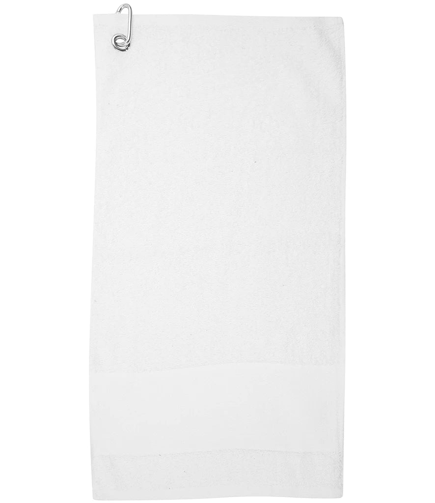 Towel City Printable Border Golf Towel — White