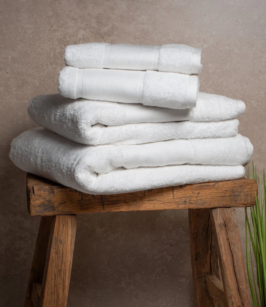 Towel City Organic Printable Border Hand Towel — White