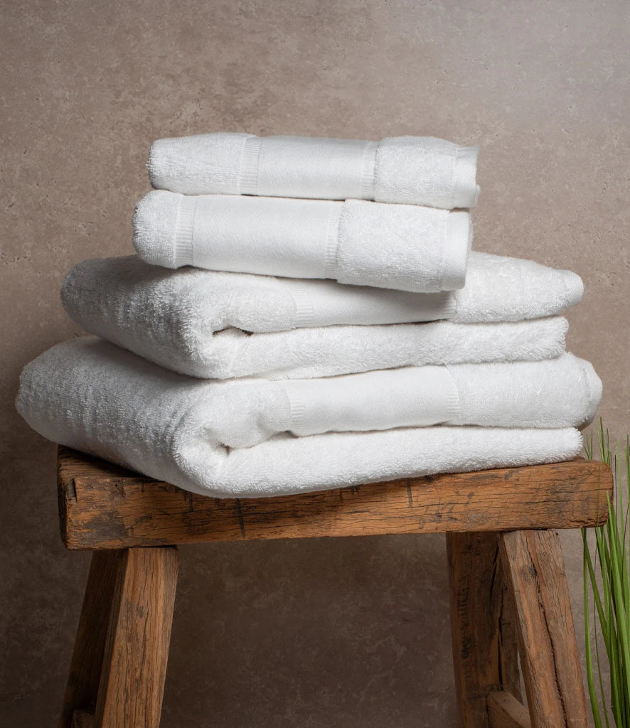Towel City Organic Printable Border Bath Towel — White