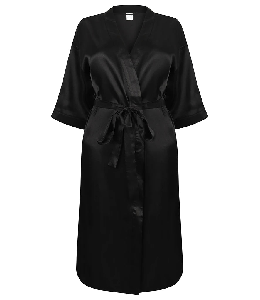 Towel City Ladies Satin Robe — Black