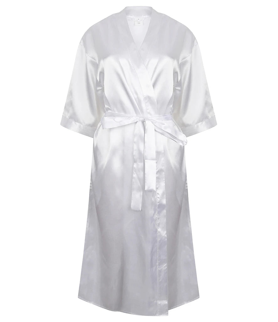 Towel City Ladies Satin Robe — White