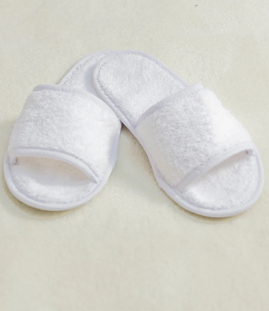 Towel City Classic Terry Slippers — White