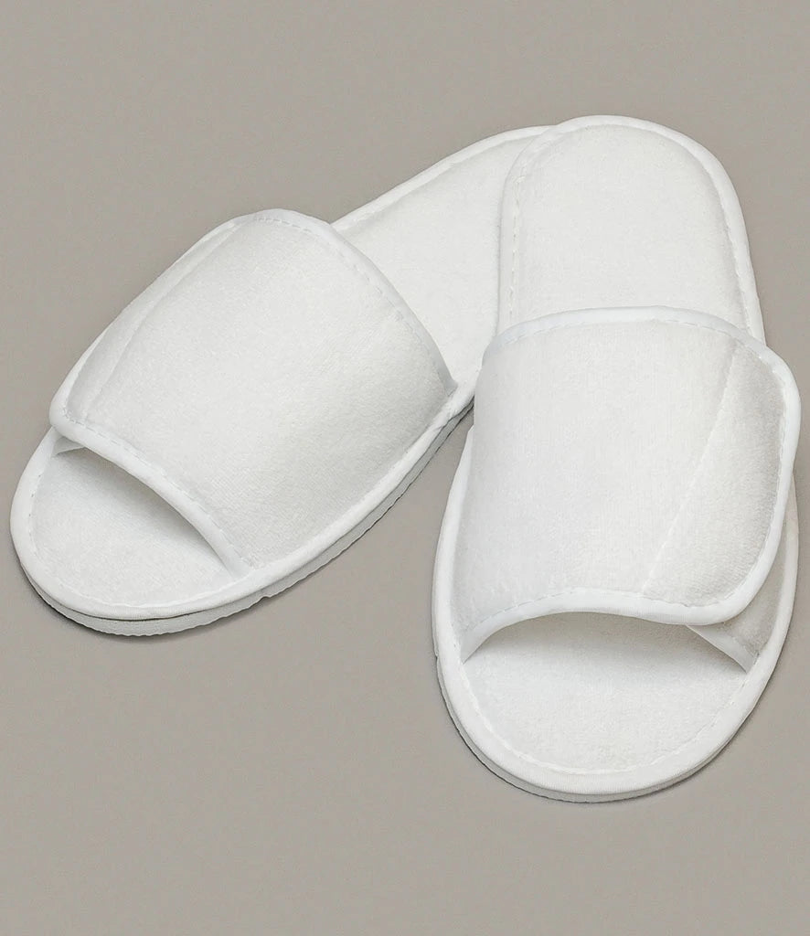 Towel City Open Toe Slippers — White