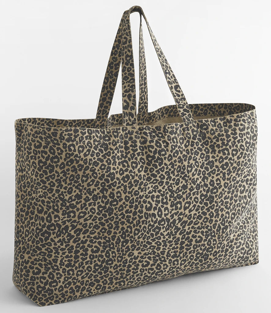 Westford Mill Leopard Print Canvas Oversized Tote Bag — Vintage Leopard Print