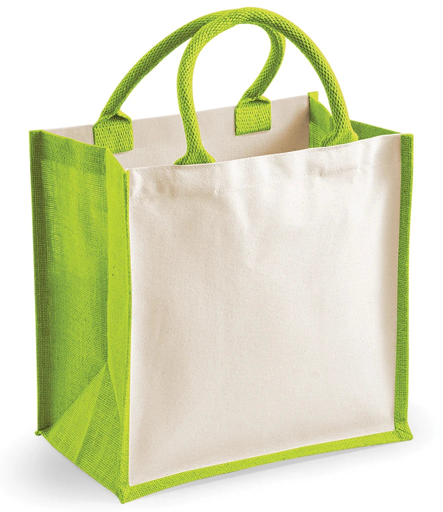 Westford Mill Printers Midi Jute Tote Bag — Apple Green