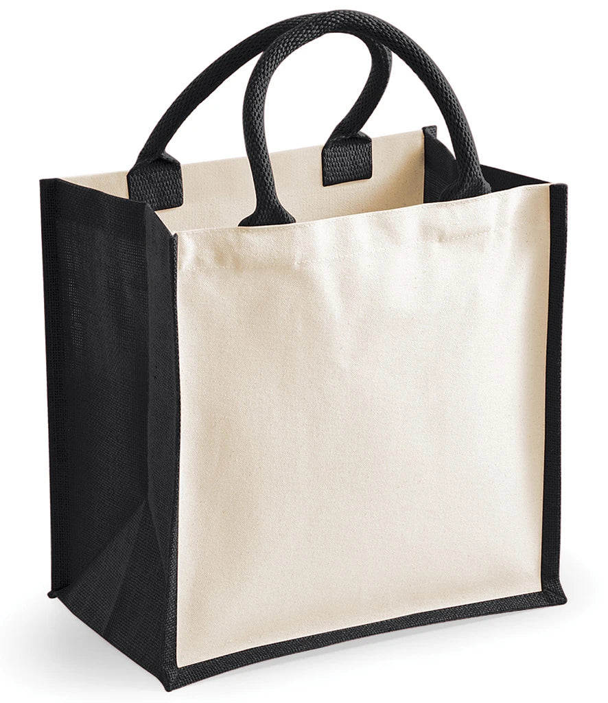 Westford Mill Printers Midi Jute Tote Bag — Black