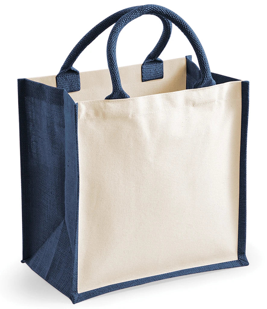 Westford Mill Printers Midi Jute Tote Bag — Navy