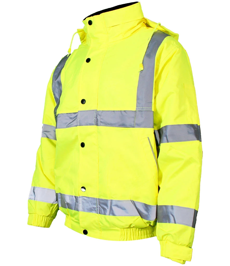 Warrior Hi-Vis Fleece Lined Bomber Jacket — Fluorescent Yellow