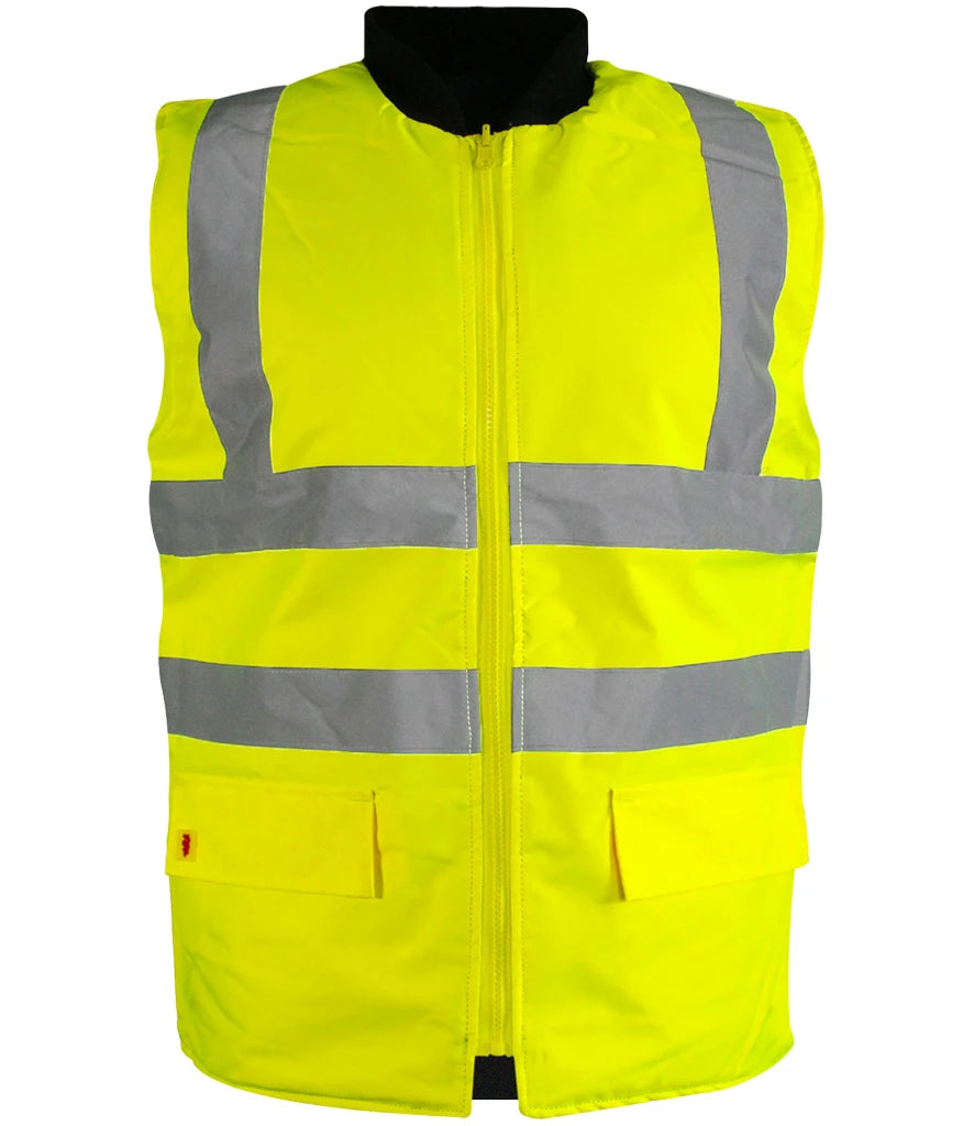 Warrior Hi-Vis Reversible Bodywarmer — Fluorescent Yellow