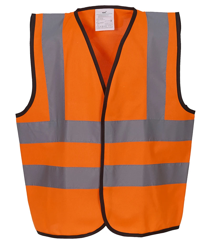 Yoko Kids Hi-Vis Two Band and Braces Waistcoat — Orange